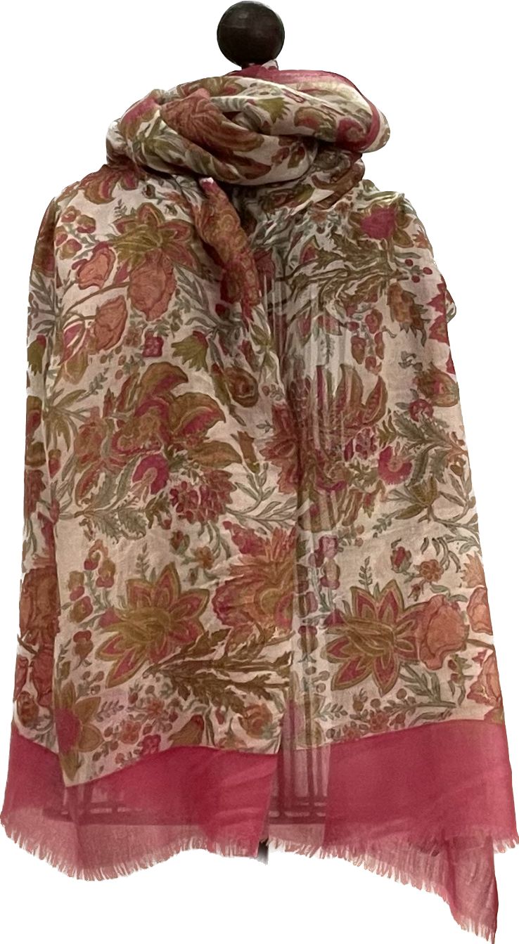 Block Print Shawl - Large Floral