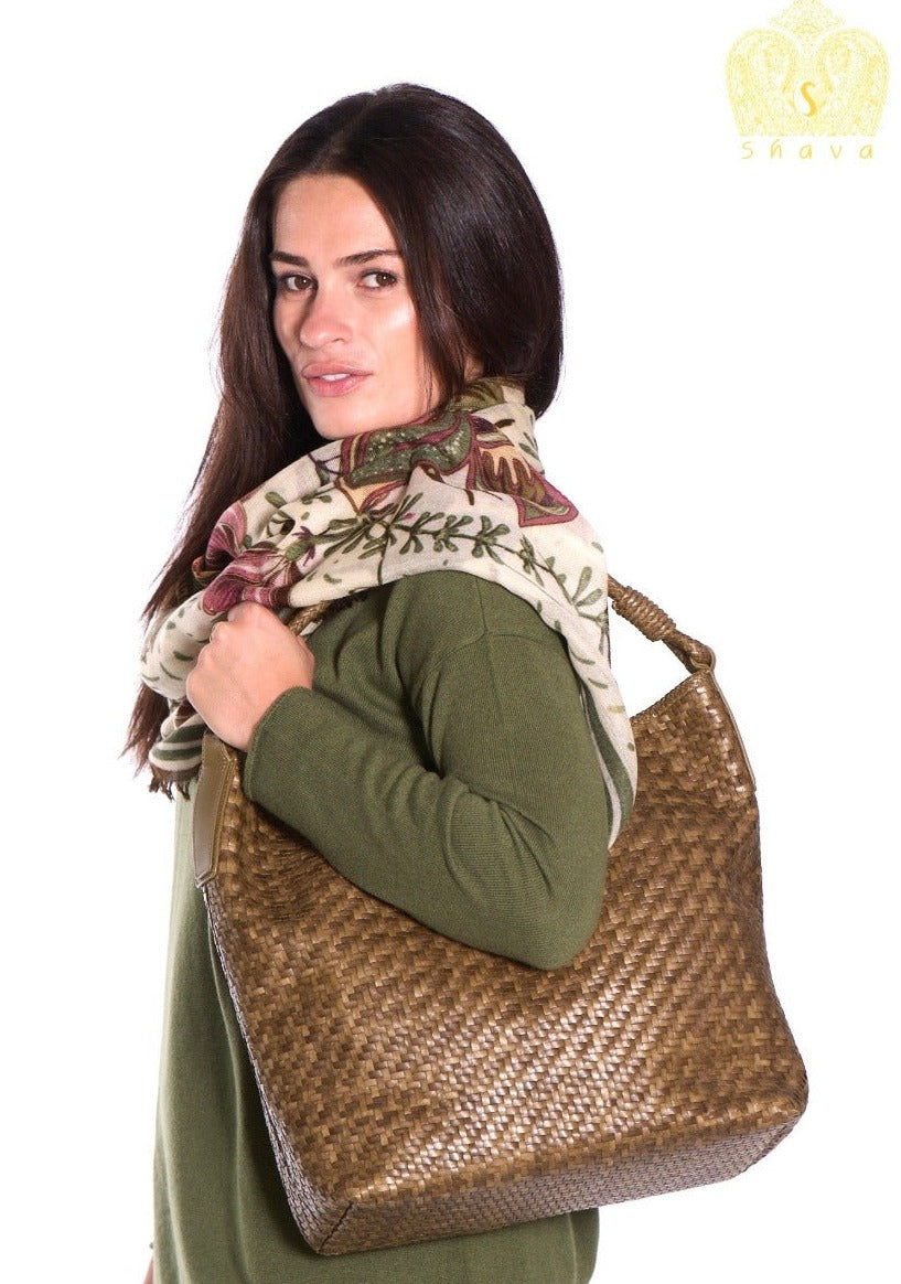 Handwoven Leather Bag Taupe